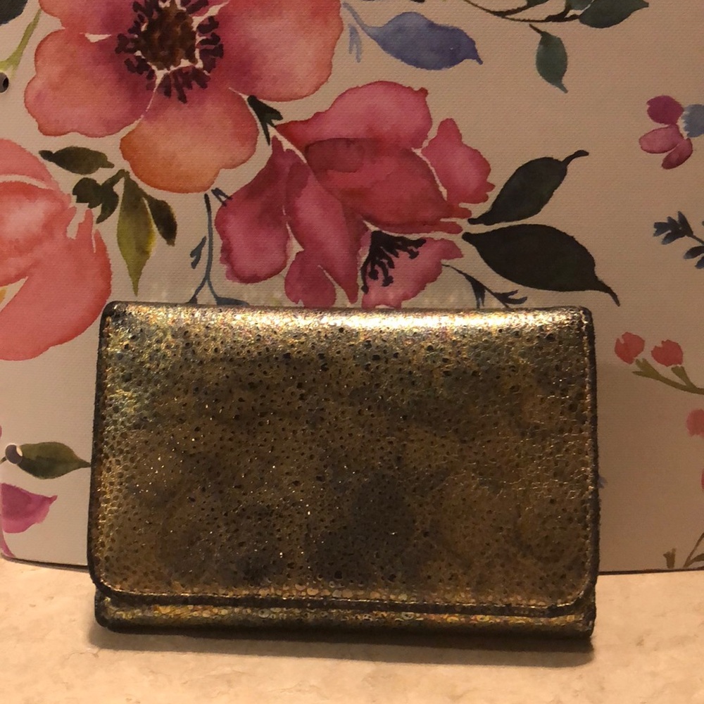 Metallic Gold and Green Hobo Wallet